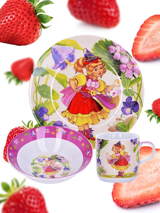 Набор детской посуды фарфор 3 предмета - фото 9