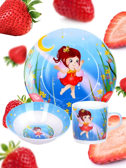 Набор детской посуды фарфор 3 предмета - фото 9