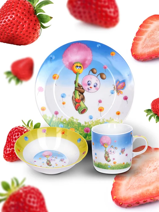 Набор детской посуды 3 предмета - фото 9