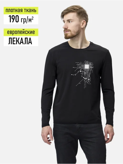 Куякъ Лонгслив с принтом Чип, черный, фото 3