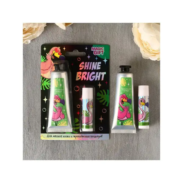 Набор Shine Bright, крем для рук 30 мл, бальзам для губ