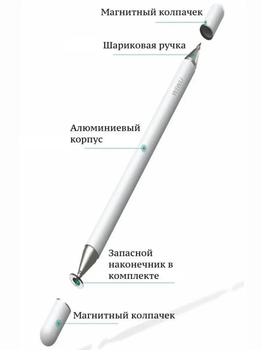 Стилус для телефона / планшета + ручка Pencil One (работает с iOS, Android,  Windows) WiWU 17433181 купить в интернет-магазине Wildberries