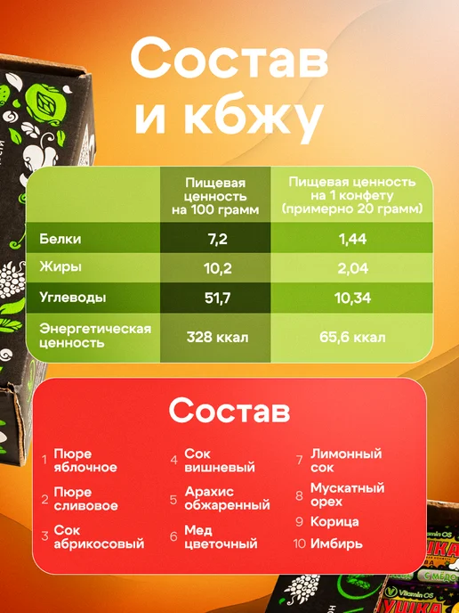 VitaminOS Пастила с орехами конфеты без сахара Пушка, вариант, фото 4