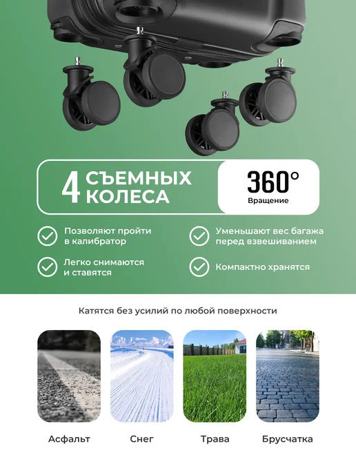 Bonle Чемодан ручная кладь S маленький на 4 колесах, черный, фото 3