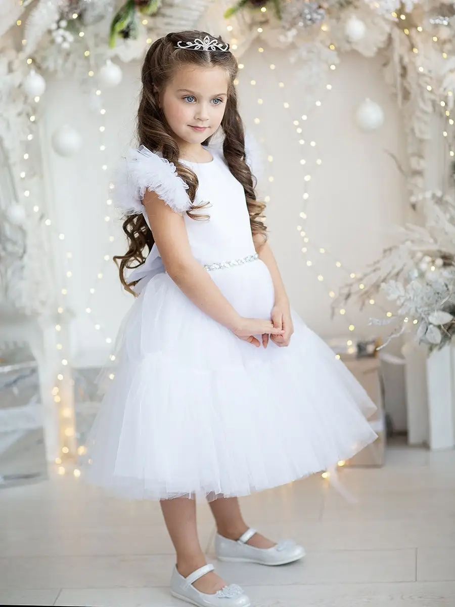Нарядное платье Снежинка для девочки Tair Kids белое 103