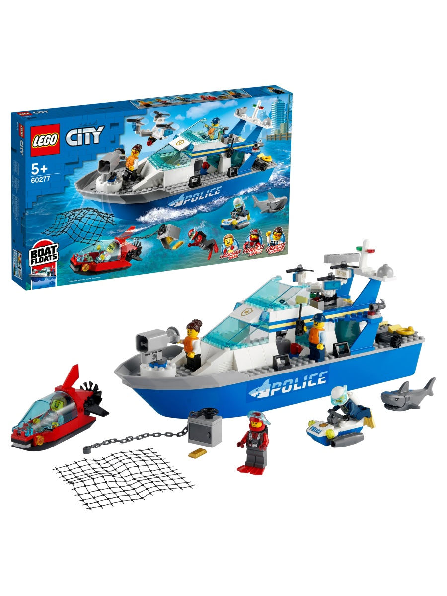 Конструктор LEGO City Police 60277 Катер полицейского патруля / подарок  ребенку, строительный LEGO 17529382 купить в интернет-магазине Wildberries