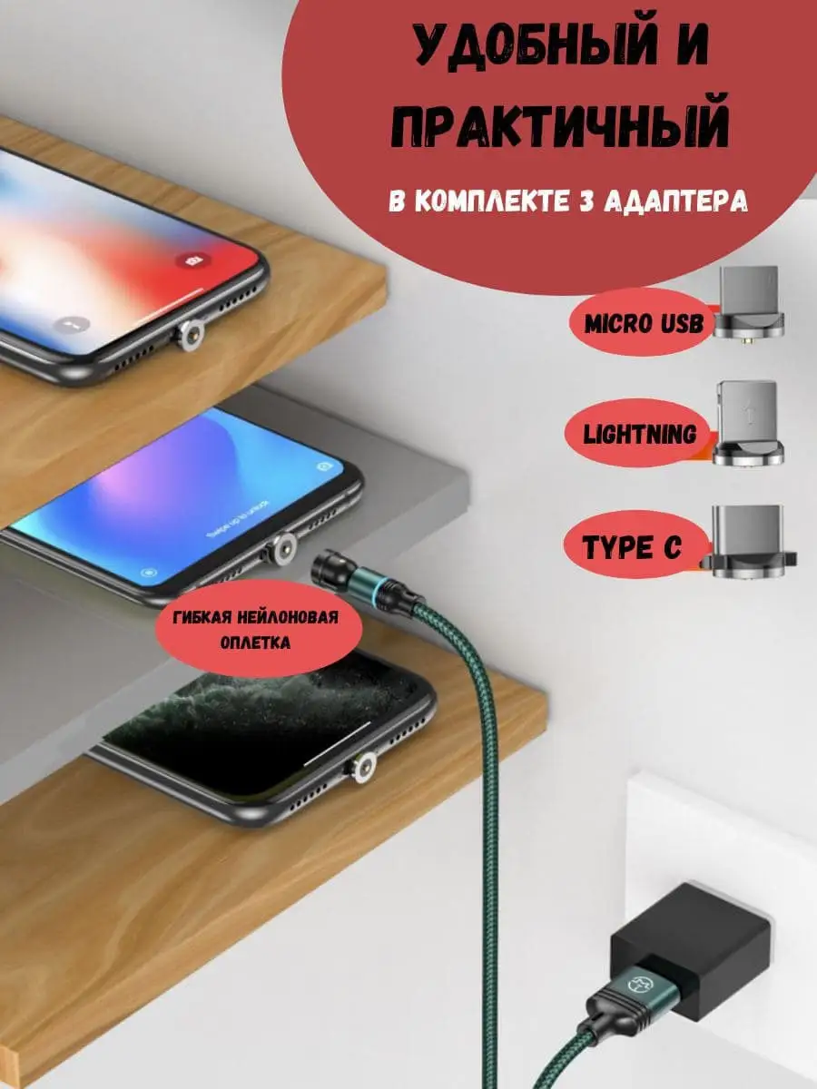 Магнитный кабель / магнитная зарядка для телефона разъем Type-C/8 pin/Micro  USB для Samsung, iPhone CaseMe 17560518 купить в интернет-магазине  Wildberries