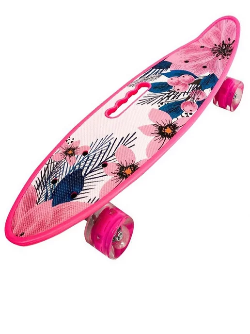 HOT.SKATE Пенниборд Скейтборд Круизер Светящиеся, розовый