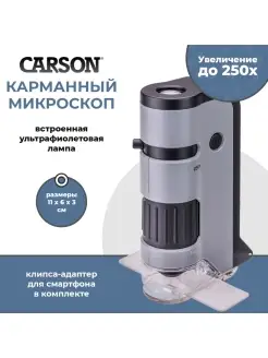 Микроскоп карманный школьный для исследований и опытов Carson Optical 17577728 купить за 1 710 ₽ в интернет-магазине Wildberries