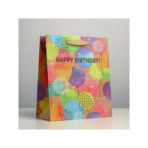 Пакет подарочный крафтовый с рисунком