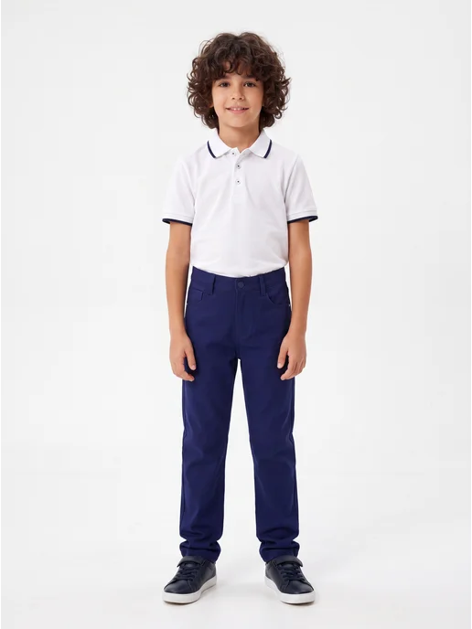 Yuke jeans Брюки школьные без стрелок на подростка, синий, фото 3