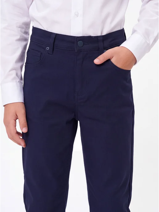 Yuke jeans Брюки школьные на подростка большие размеры, синий, фото 3