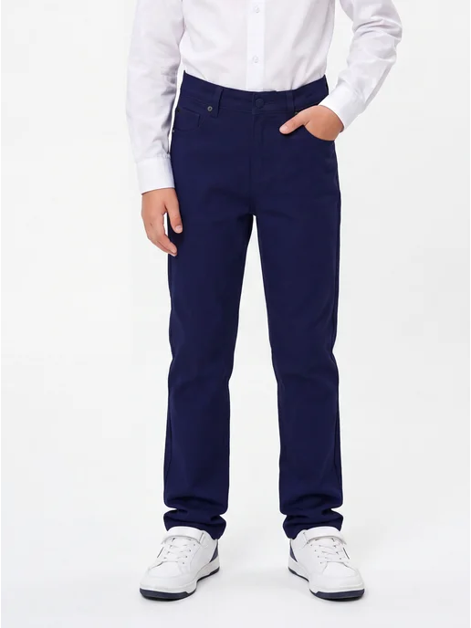 Yuke jeans Брюки школьные на подростка большие размеры, синий, фото 4