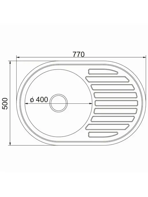 MIXLINE Мойка нержавейка врезная овал 50х77, 50x77, фото 4
