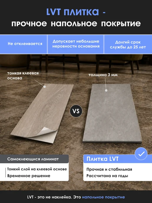 Tarkett Кварцвиниловая плитка для пола LVT Lounge Concrete 2,09 м2, серый, фото 5