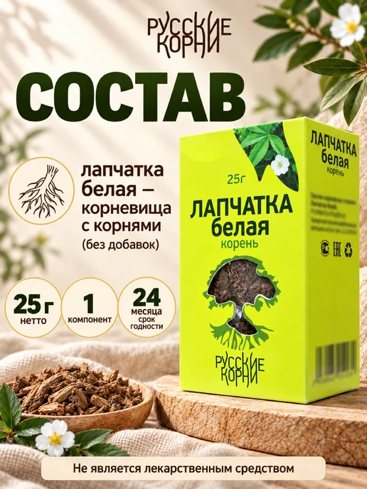 Русские корни Лапчатка белая корень 25 гр, 25 г, фото 6