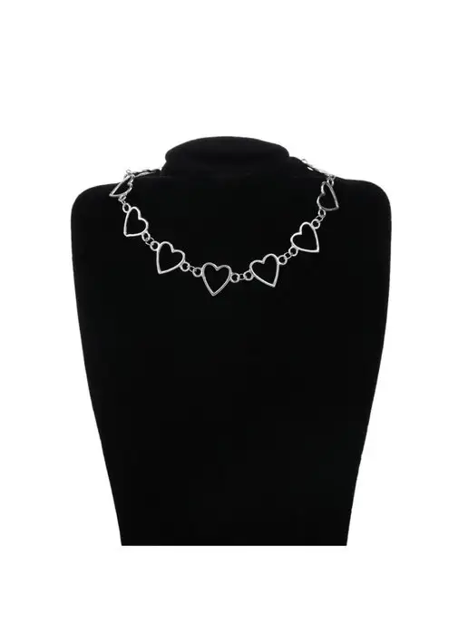 Fashion Diamond Чокер на шею сердечки у2к, серый, фото 8