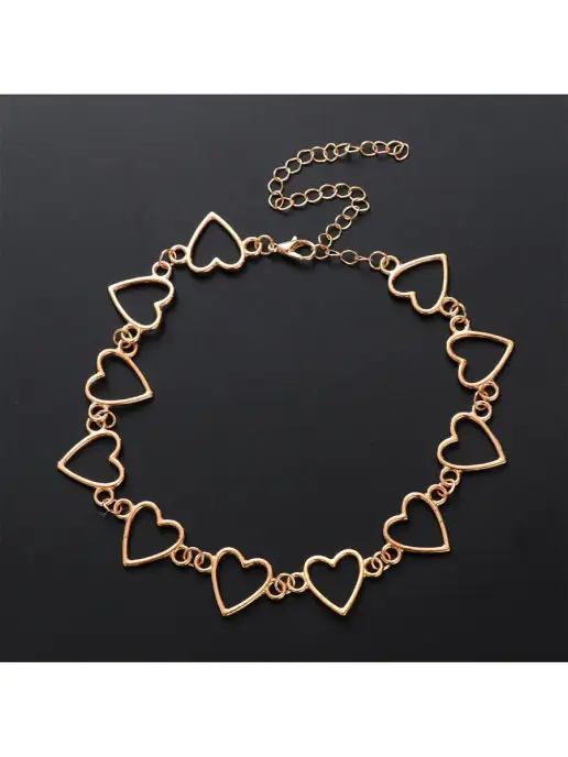 Fashion Diamond Чокер на шею бижутерия сердечки, желтый, фото 4