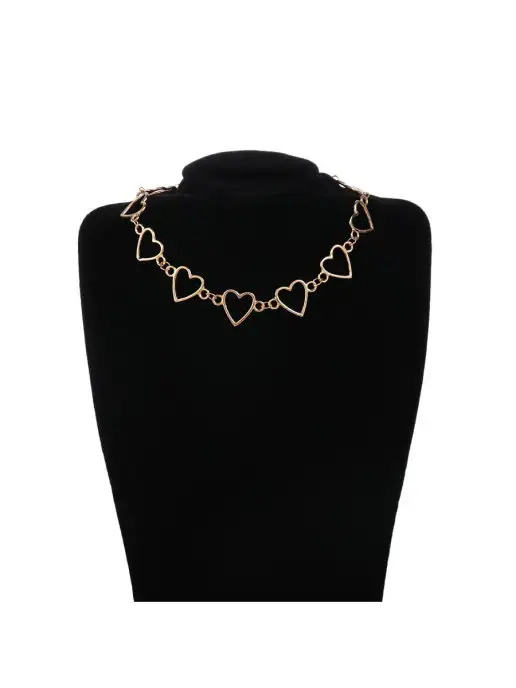 Fashion Diamond Чокер на шею бижутерия сердечки, желтый, фото 7