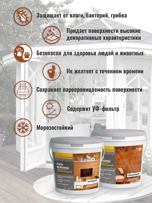 PROFESSIONAL Лак акриловый матовый для дерева мебели гипса 1кг, 1 кг, фото 5