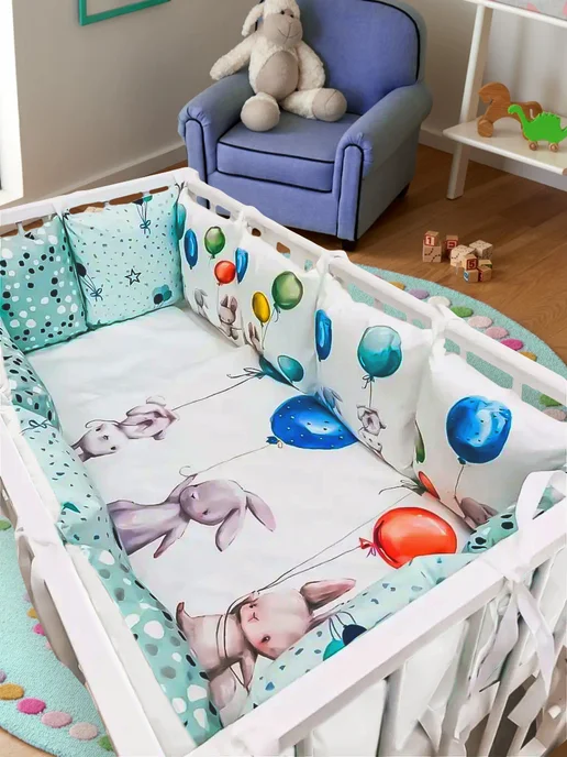 Happy Family Studio Бортики в кроватку для новорожденных, синий, фото 3