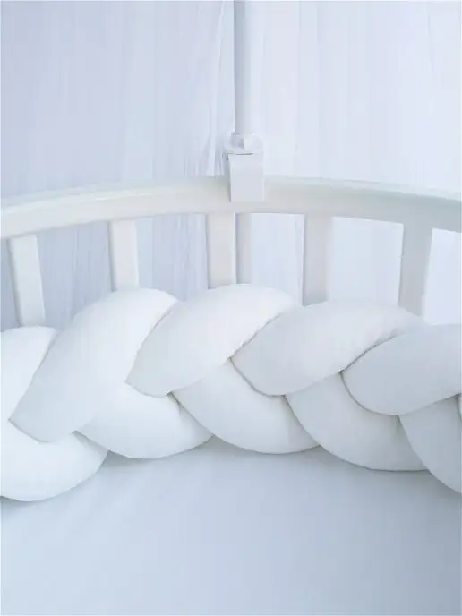 Alisse Dreams Бортик коса, бортик косичка в кроватку, белый, фото 3