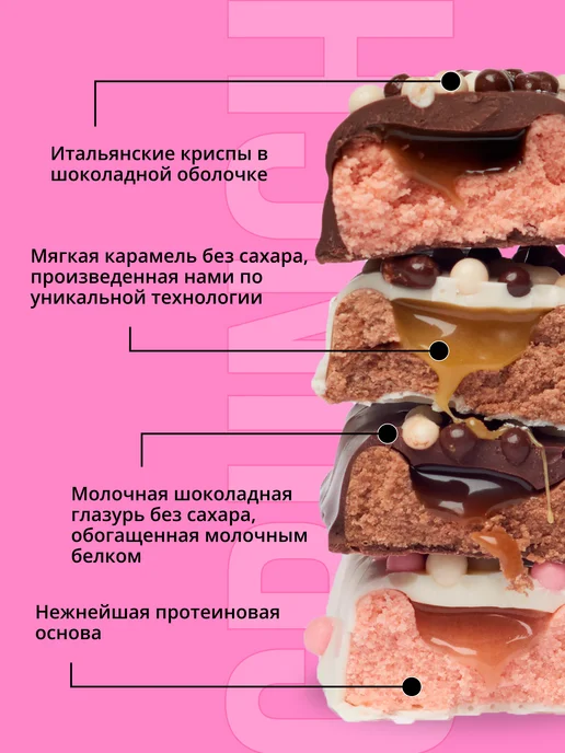 BootyBar Протеиновые батончики без сахара CRUNCH 16шт(8 ВКУСОВ), 16 шт, фото 2