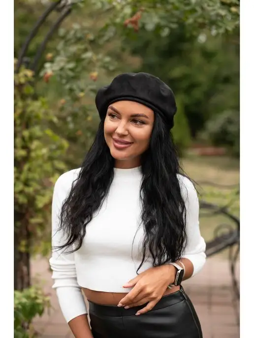 NIANNA STYLE Берет замшевый зимний, черный, фото 3