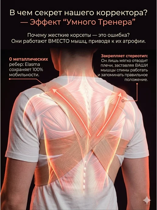 ЭЛАСМА Корсет ортопедический для коррекции осанки, бежевый, фото 7