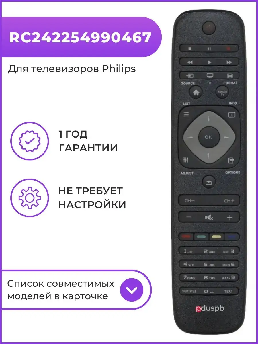 Пульт RC242254990467 для Philips PduSpb 17782046 купить за 482 ₽ в  интернет-магазине Wildberries