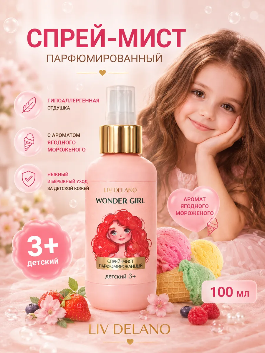 Спрей мист для тела парфюмированный детский Wonder Girl