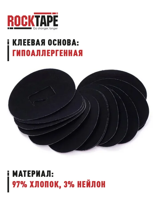 Rocktape Кинезио тейп (патчи) для тела 15шт, черный, 15 шт, фото 2