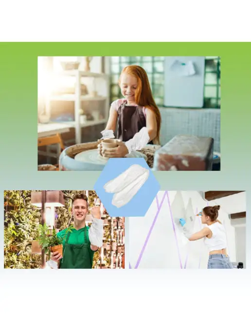 CLEAN GREEN Нарукавники одноразовые 50 пар, зеленый, фото 6