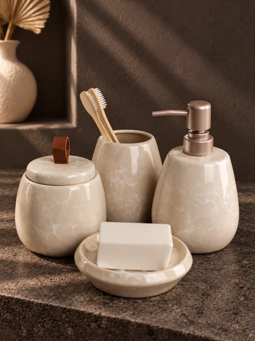Bath Plus Набор аксессуаров для ванной керамический, бежевый, фото 2