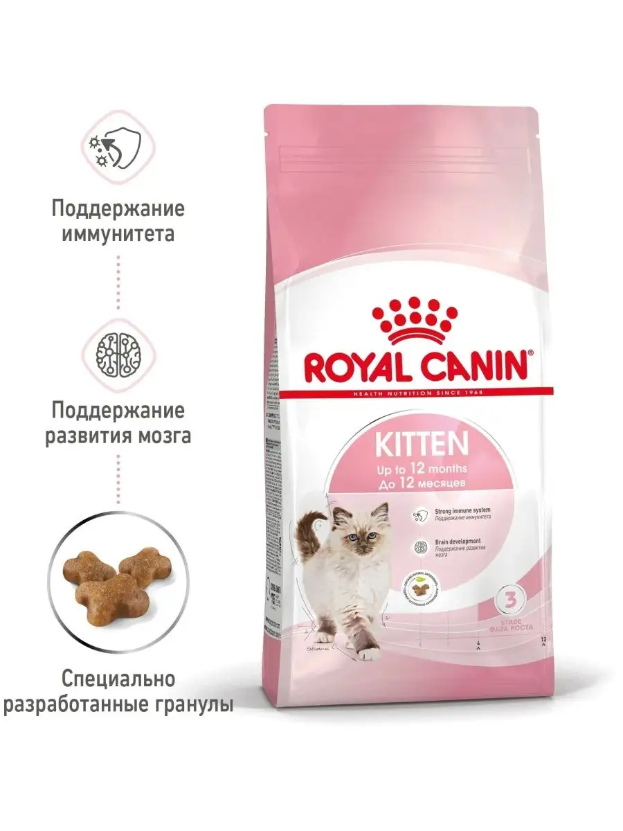 Сухой корм Royal Canin Kitten для котят до 12 месяцев 2 кг ROYAL CANIN  18028393 купить в интернет-магазине Wildberries