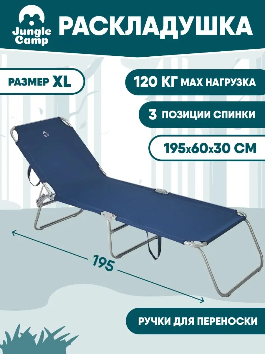 Раскладушка взрослая туристическая, кемпинговая 195