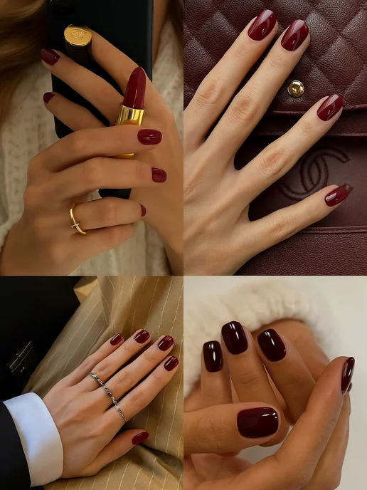 MIAMITATS Накладные ногти короткие Gloss Marsala, красный, фото 3