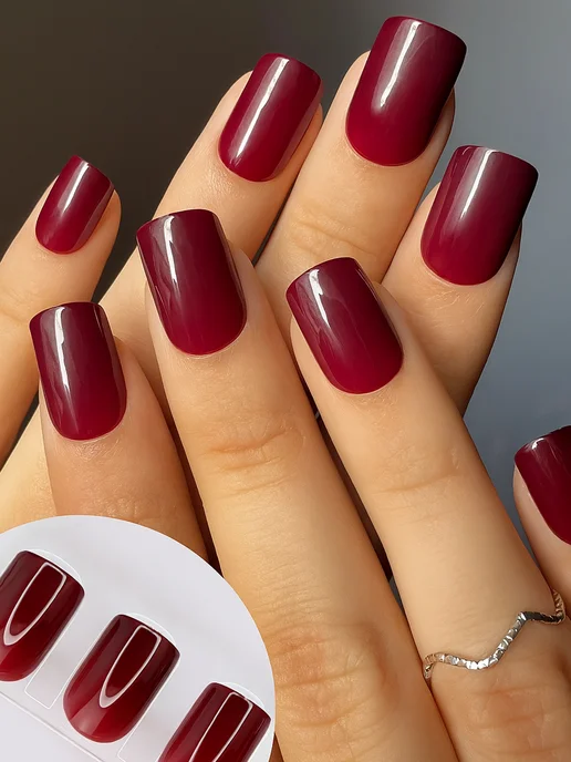 MIAMITATS Накладные ногти короткие Gloss Marsala, красный, фото 7