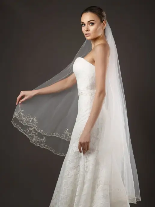 Elena Chezelle Фата свадебная с вышивкой, 3х3,5 м, 3x3.5 м, 3,5 м, фото 4