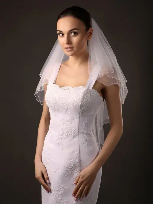 Elena Chezelle Фата свадебная на гребне, бежевый, фото 3