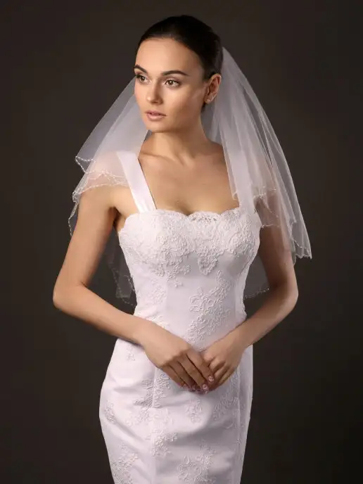 Elena Chezelle Фата свадебная на гребне, бежевый, фото 4
