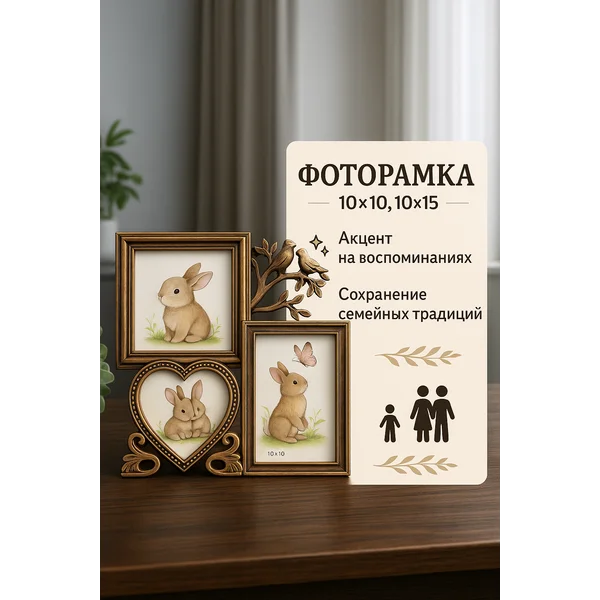 Фоторамка коллаж 3 фото 10х10, 10х15