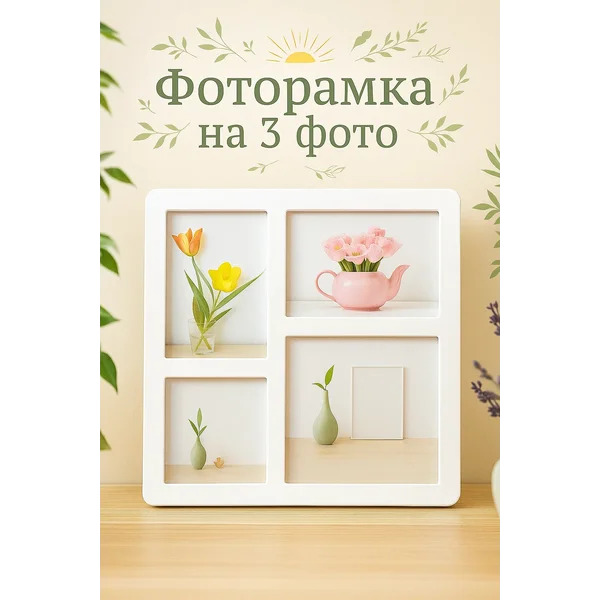 Фоторамка пластик на 4 фото 10х15 см