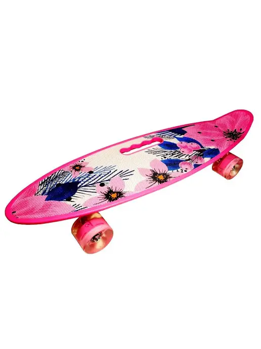 HOT.SKATE Скейтборд 23'' Пенниборд Круизер Светящиеся колеса, розовый, фото 3