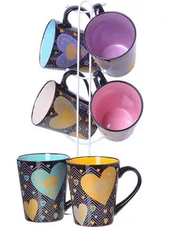Набор кружек 7 предметов на подставке