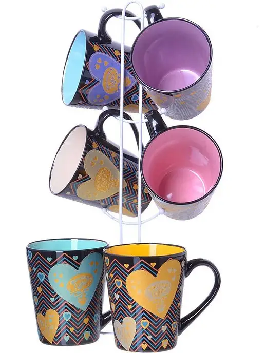 Набор кружек 7 предметов на подставке - фото 1