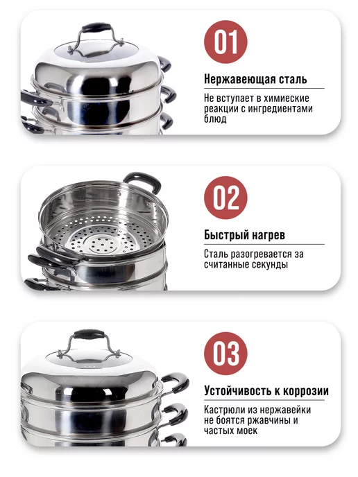 Мантоварка нержавейка, пароварка 3 уровня - фото 10