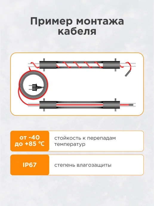 REXANT Греющий кабель на трубу с вилкой саморегулирующийся 15м, 15 м, фото 5