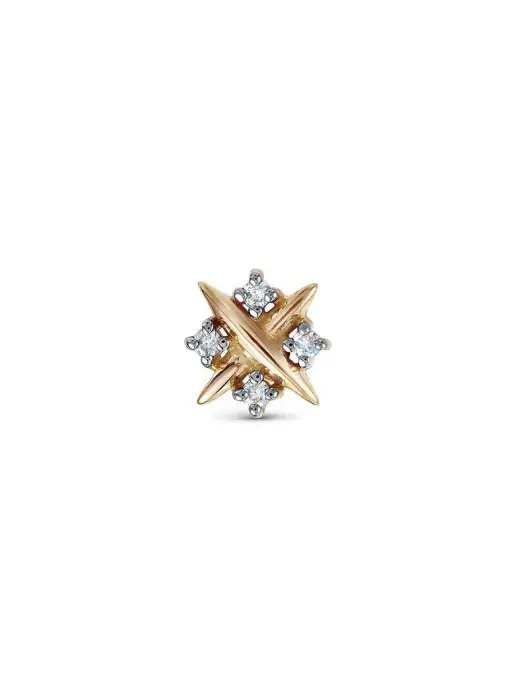 Vesna jewelry Пирсинг в ухо золото 585 лабрет бриллианты, золотой, фото 7