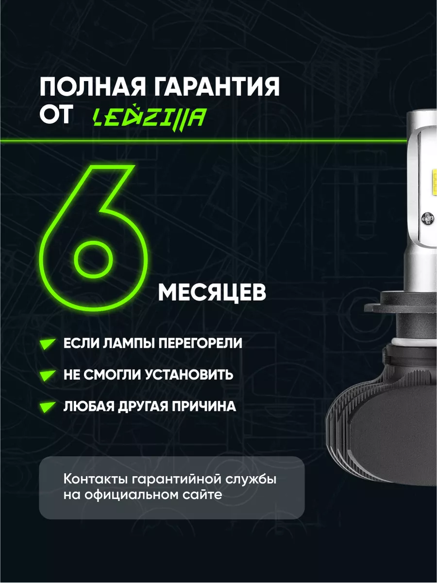 Светодиодные лампы led для авто S1 H7 25Вт 12В LEDZILLA 18195654 купить за 514 ₽ в интернет-магазине Wildberries